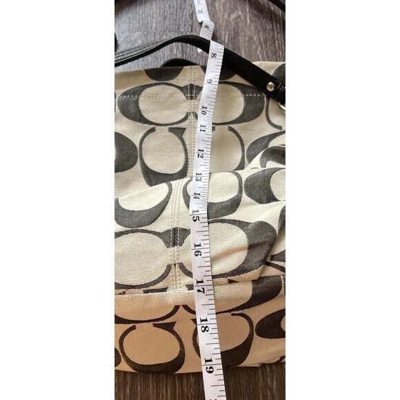 Vintage Coach Canvas Classic Logo Women’s Tote Shoulder Bag Green Mint Interior - Picture 5 of 16